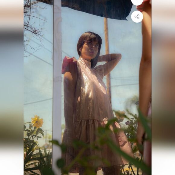 Corey Lynn Calter Dress Pink Metallic Roanne Mini Ruffle Sz M - Picture 4 of 12